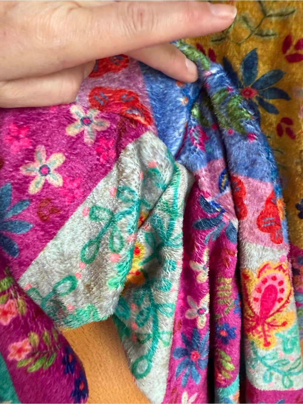 Natural Life Fleece One Piece Pajama Jumpsuit Floral Magenta Border Boho M - Picture 9 of 12